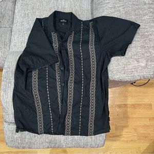 Hollister Black Short Sleeve Button Up Shirt Size XL